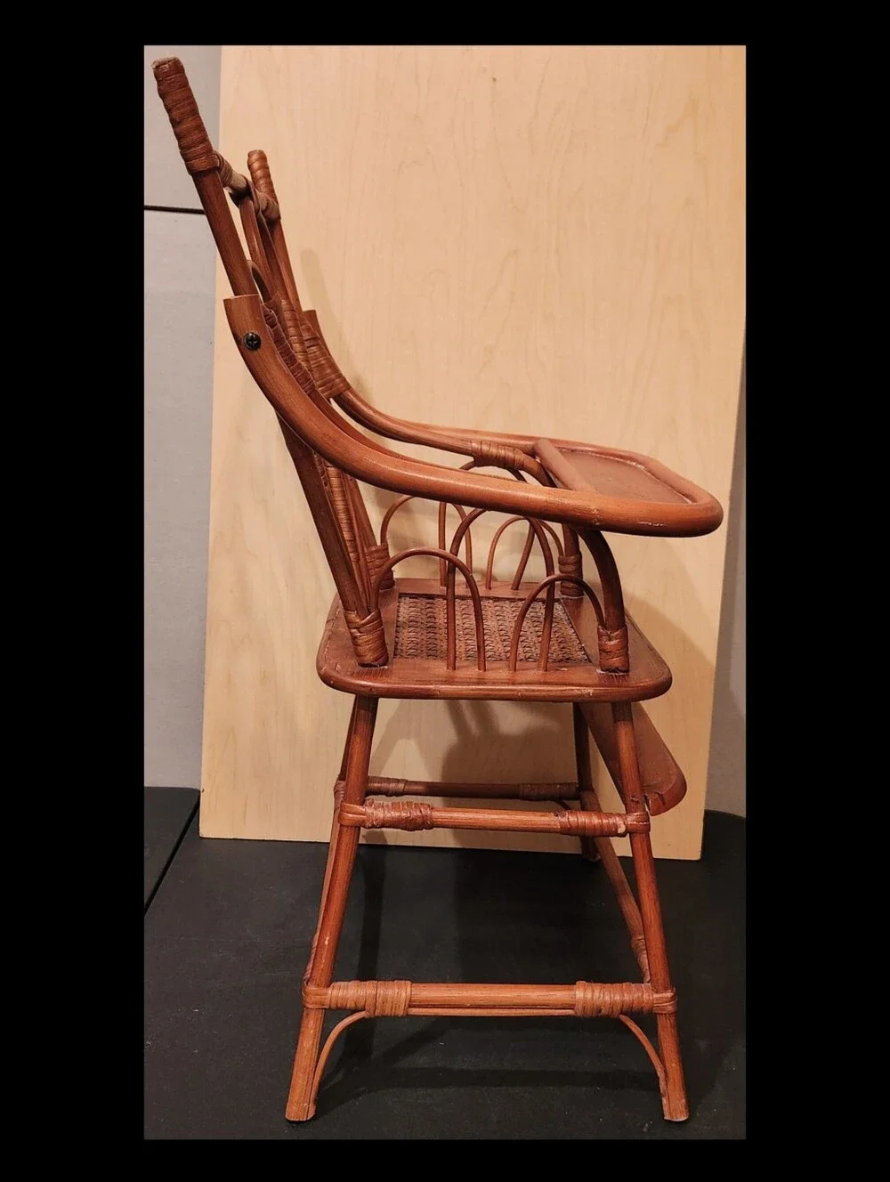 Vintage Wood Doll High Chair ~ Moveable Tray 20.5in Tall